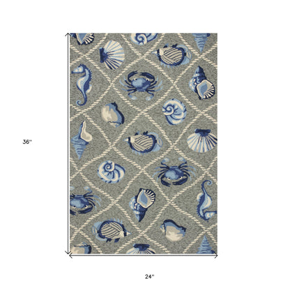 5' X 8' Gray Abstract Handmade Indoor Outdoor Area Rug