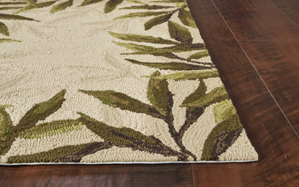 8' Sand Round Floral Indoor Outdoor Area Rug