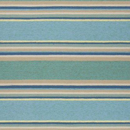 3' X 5' Blue Striped Handmade Indoor Outdoor Area Rug