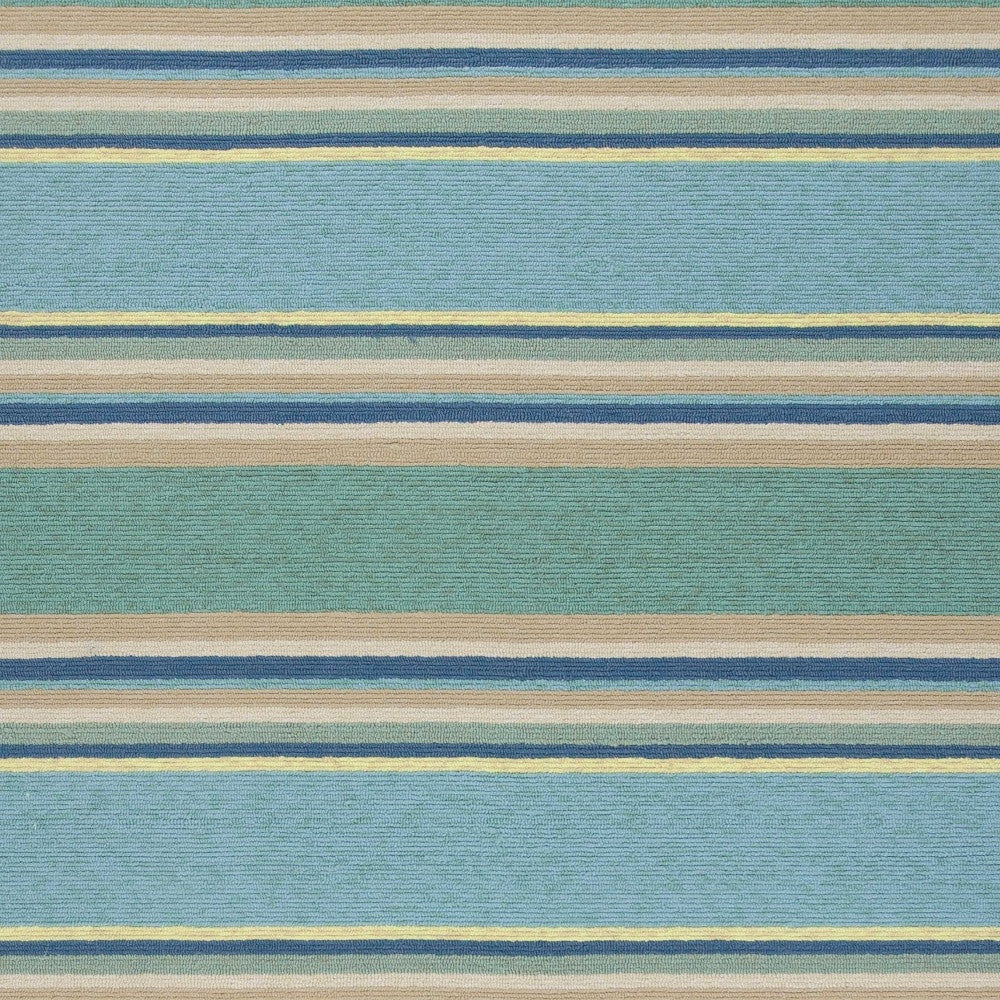 3' X 5' Blue Striped Handmade Indoor Outdoor Area Rug