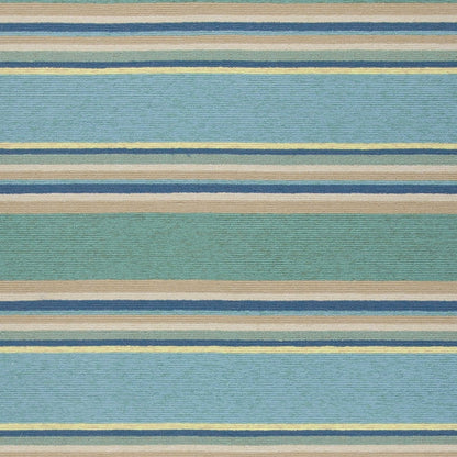 3' X 5' Blue Striped Handmade Indoor Outdoor Area Rug