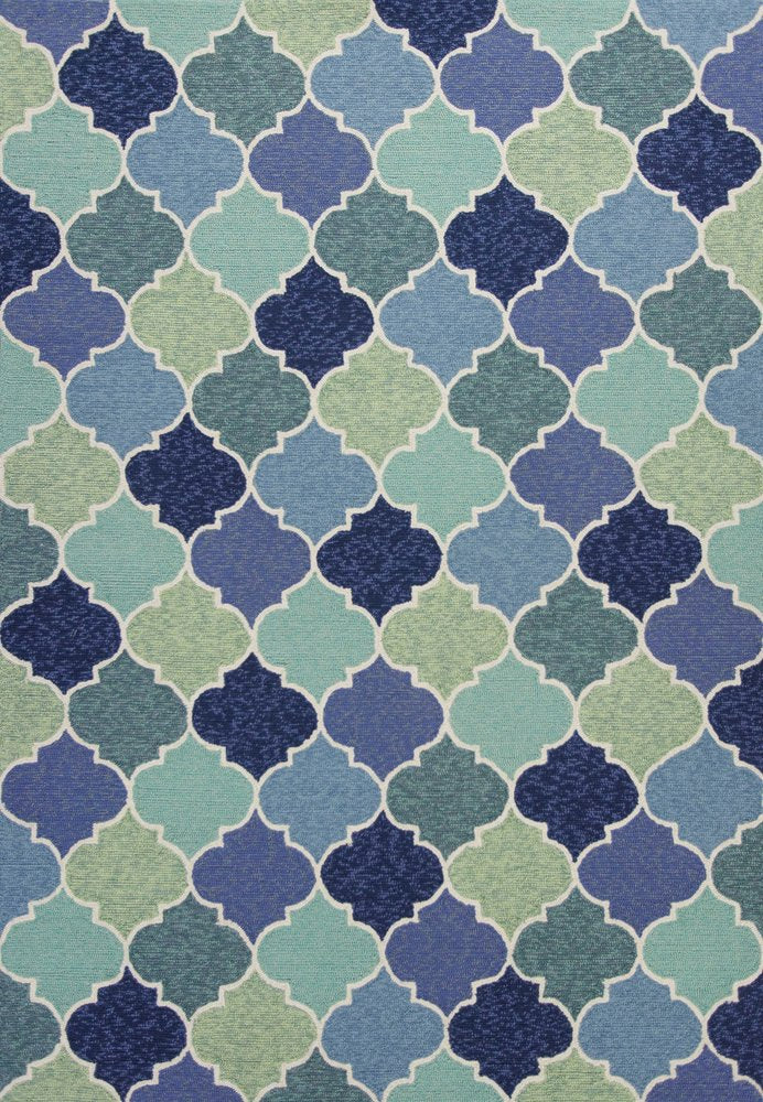 2' X 3' Blue Purple And Aqua Quatrefoil Hand Tufted Area Rug