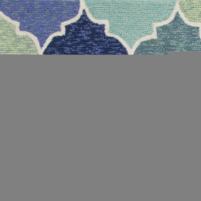 2' X 3' Blue Purple And Aqua Quatrefoil Hand Tufted Area Rug