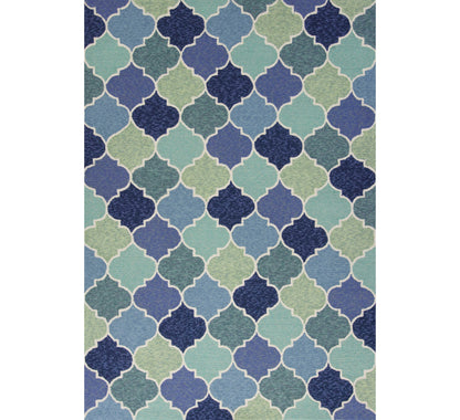 2' X 3' Blue Quatrefoil Hand Tufted Area Rug