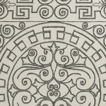 5' X 8' Gray And Ivory Damask Indoor Outdoor Area Rug