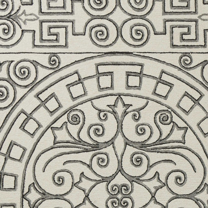 5' X 8' Gray And Ivory Damask Indoor Outdoor Area Rug
