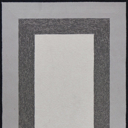 2' X 3' Black And Gray Geometric Hand Hooked Area Rug