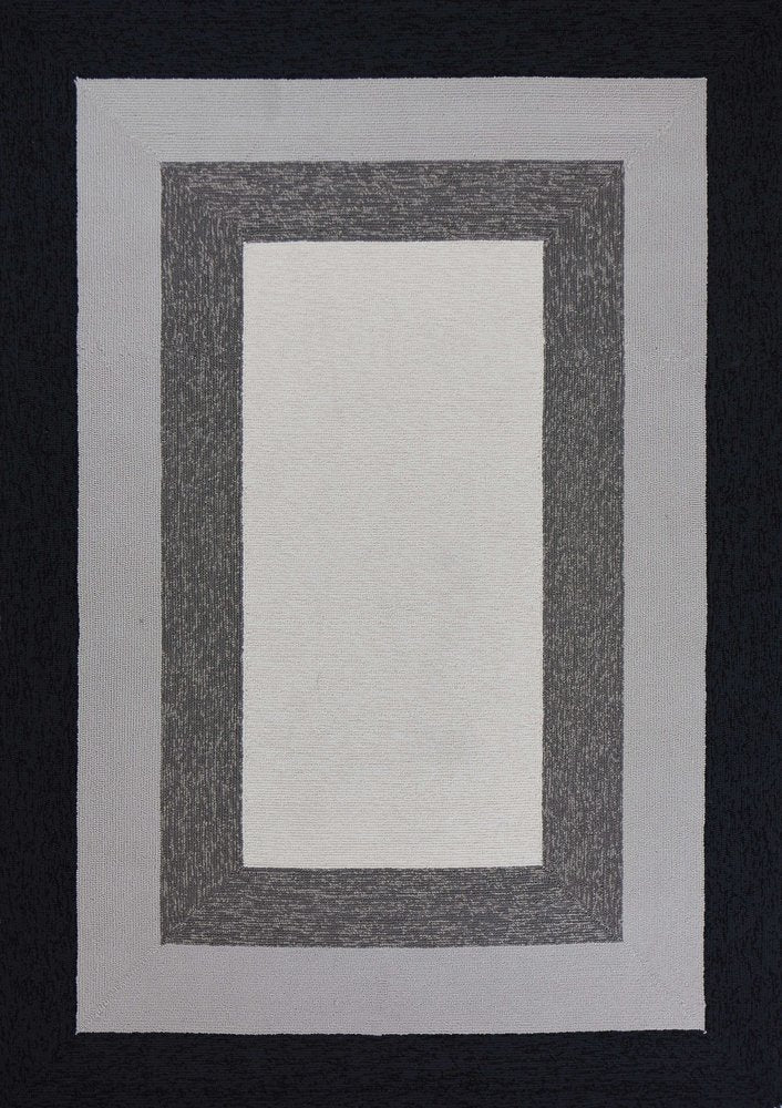 8' X 11' Black And Gray Geometric Hand Hooked Area Rug