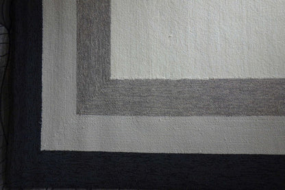 8' X 11' Black And Gray Geometric Hand Hooked Area Rug