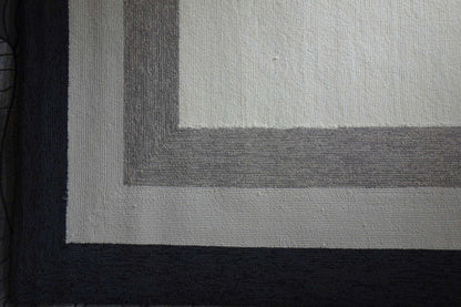 2' X 3' Black And Gray Geometric Hand Hooked Area Rug