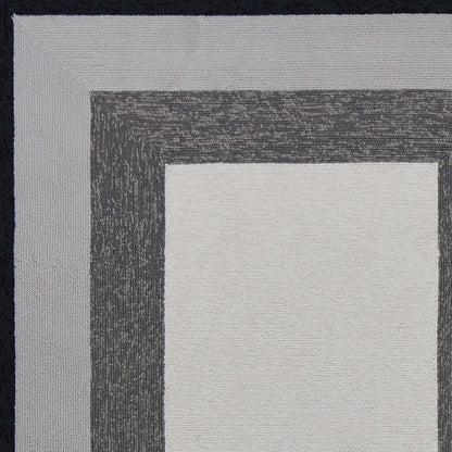 8' X 11' Black And Gray Geometric Hand Hooked Area Rug