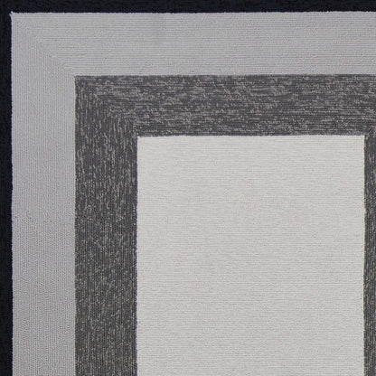 2' X 3' Black And Gray Geometric Hand Hooked Area Rug