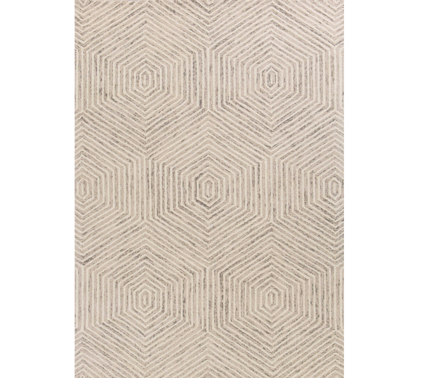 5' X 7' Ivory Geometric Hexagon Wool Indoor Area Rug