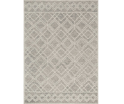 5' X 7' Sand Beige And Ivory Wool Geometric Hand Hooked Area Rug