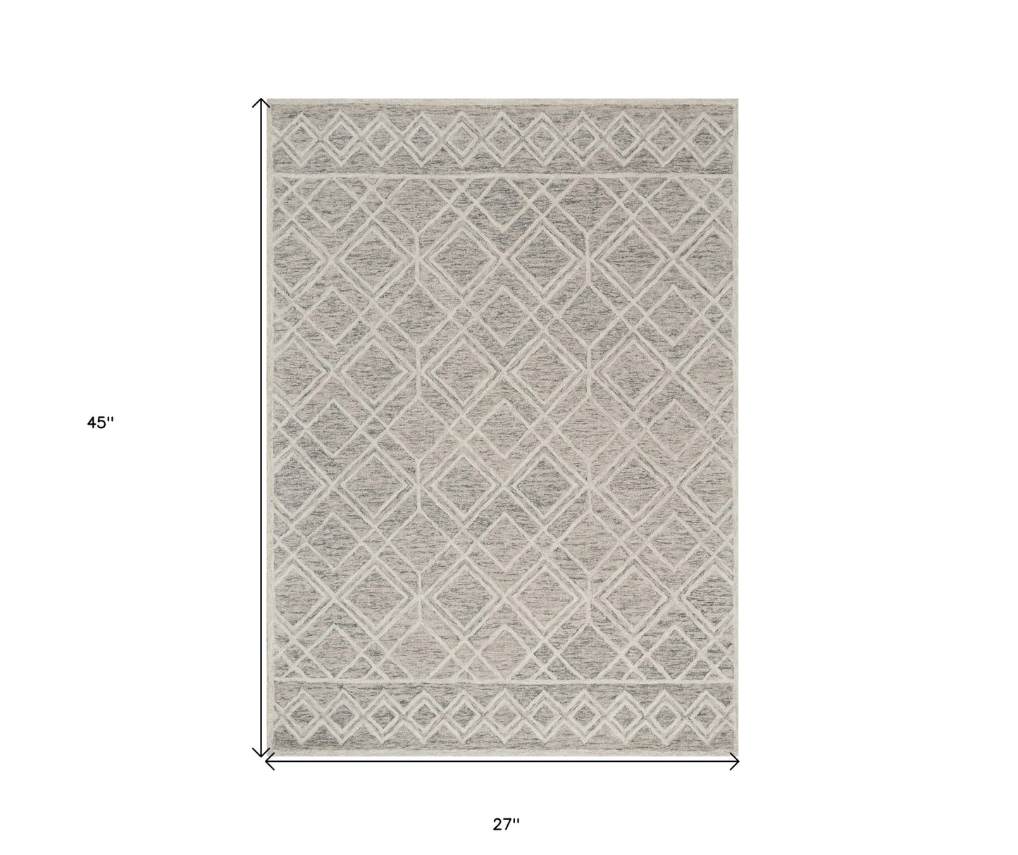 5' X 7' Sand Geometric Diamond Wool Indoor Area Rug