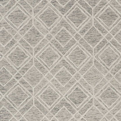 5' X 7' Sand Beige And Ivory Wool Geometric Hand Hooked Area Rug
