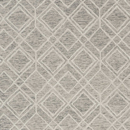 5' X 7' Sand Beige And Ivory Wool Geometric Hand Hooked Area Rug