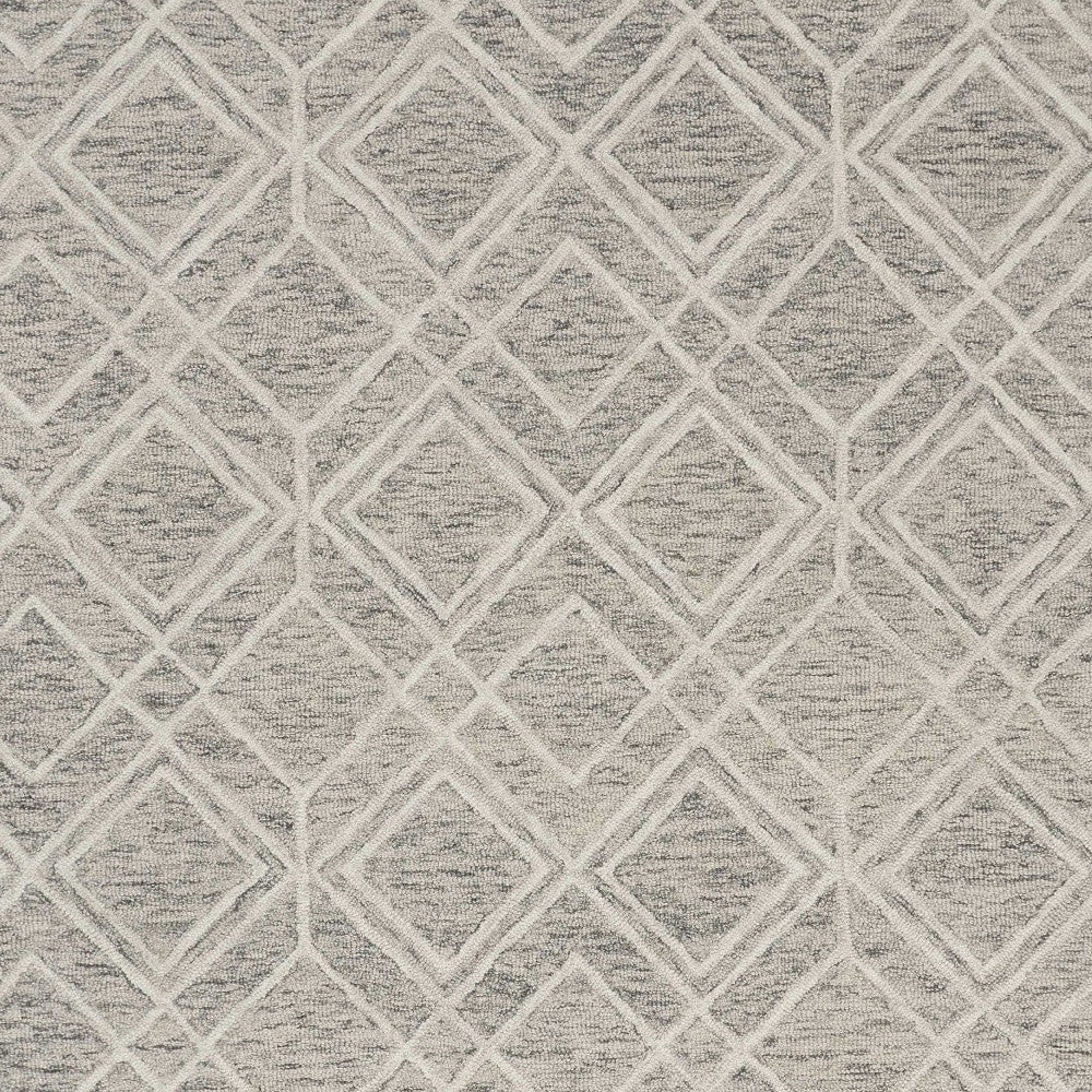 5' X 7' Sand Geometric Diamond Wool Indoor Area Rug