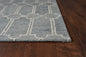 8' X 10' Slate Blue And Ivory Wool Geometric Hand Tufted Area Rug