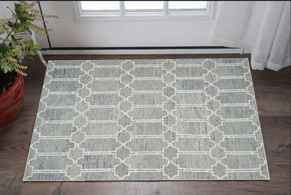 8' X 10' Slate Blue Hand Tufted Geometric Indoor Area Rug