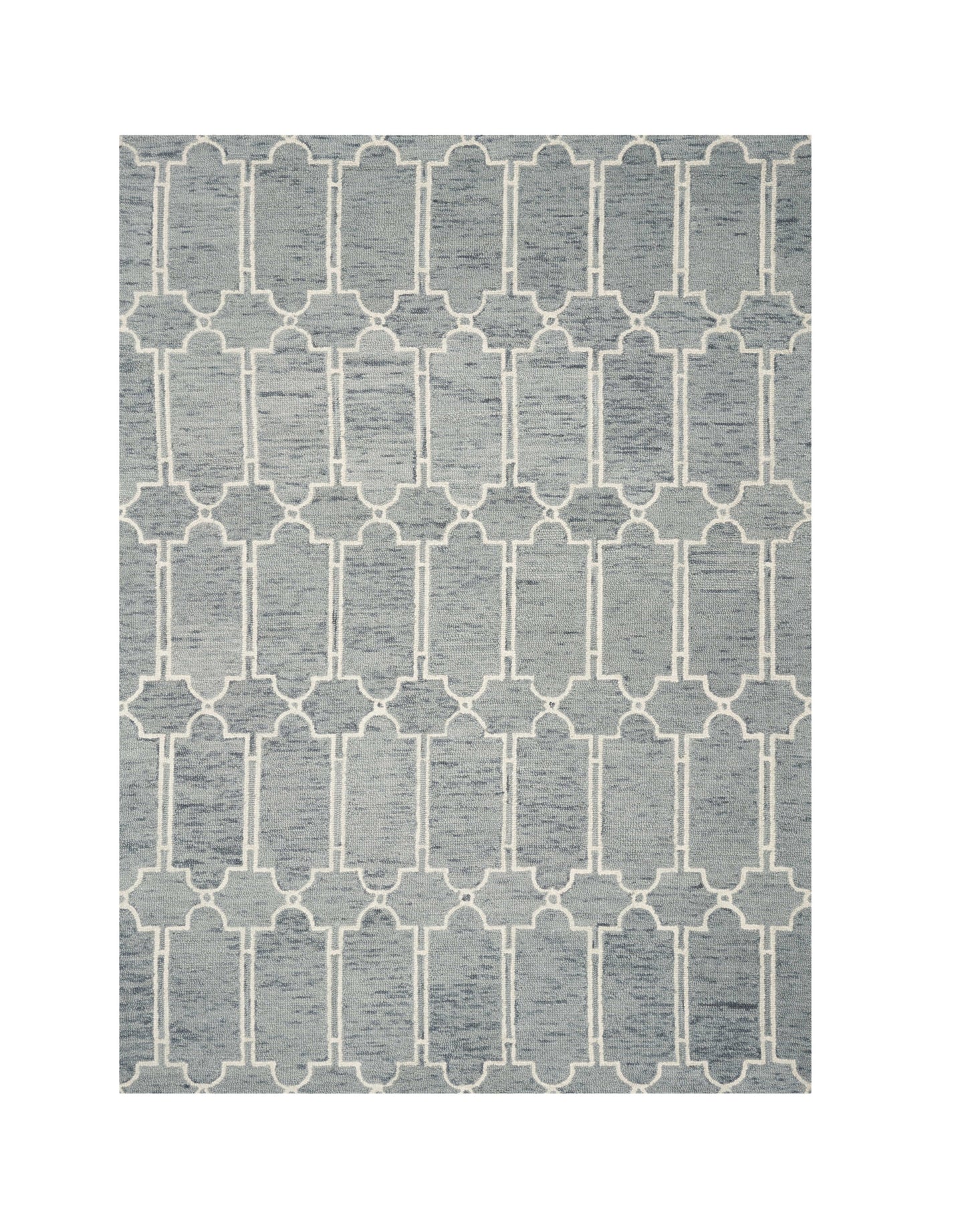 8' X 10' Slate Blue Hand Tufted Geometric Indoor Area Rug