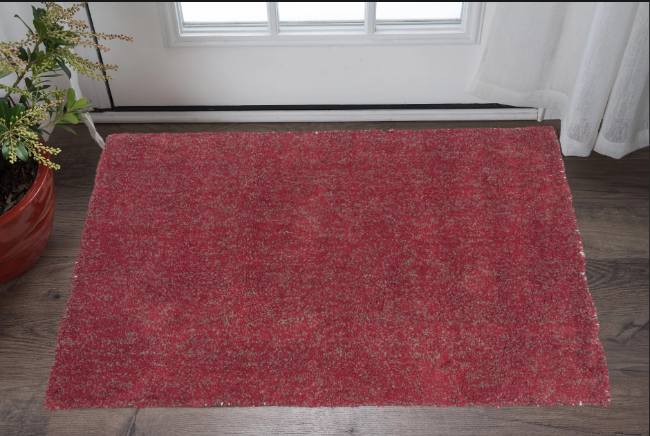 8' Round  Polyester Red Heather Area Rug