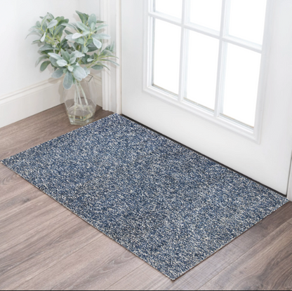 5' X 7' Indigo Ivory Heather Indoor Shag Rug