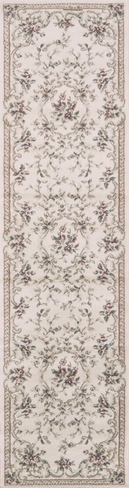 8' X 10' Ivory Red And Green Floral Medallion Area Rug