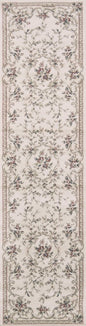 8' X 10' Ivory Red And Green Floral Medallion Area Rug
