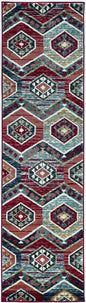 3' X 5' Red And Blue Geometric Area Rug
