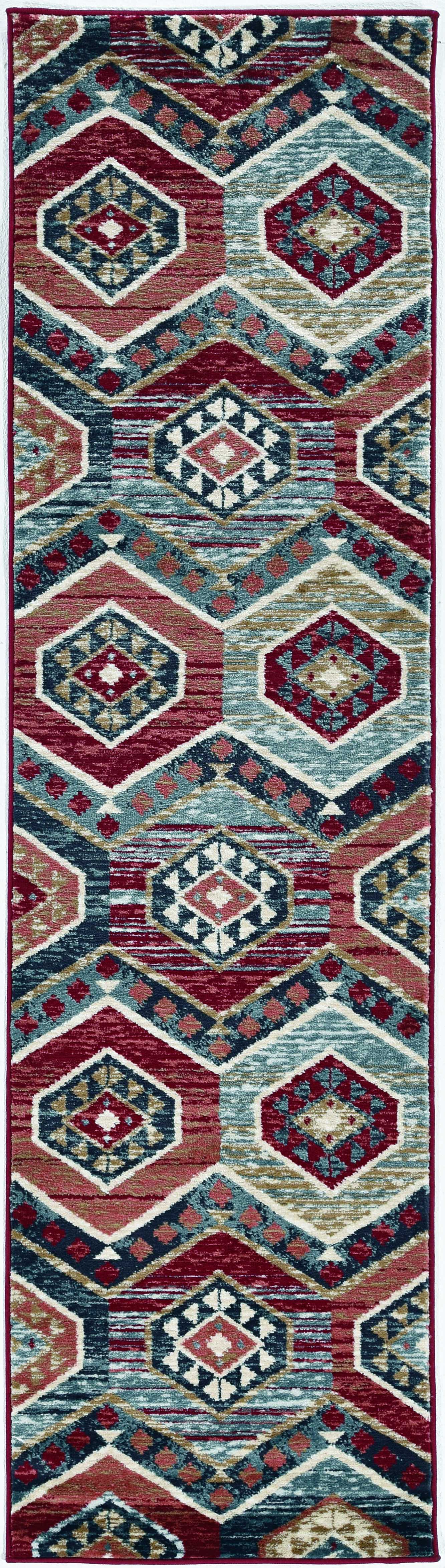 3' X 5' Red And Blue Geometric Area Rug
