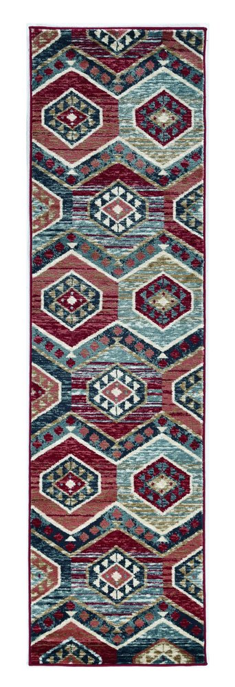9' X 12' Red Gray And Orange Geometric Area Rug