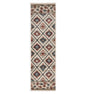 8' Ivory Red And Gray Southwestern Runner Rug