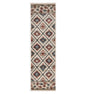 8' Ivory Red And Gray Southwestern Runner Rug