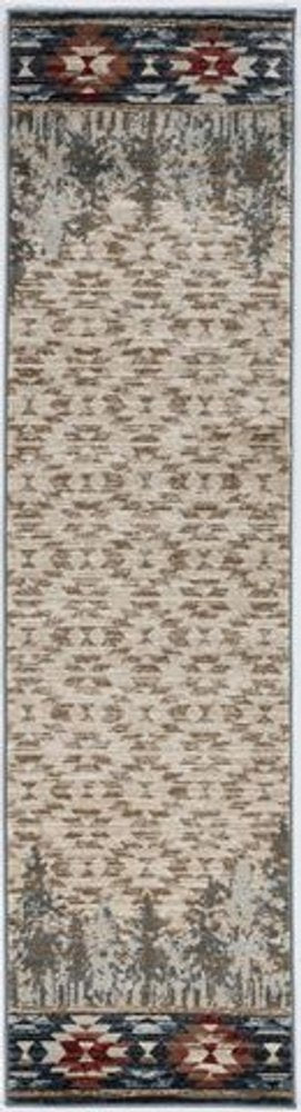 5' X 8' Ivory Green And Red Southwestern Area Rug