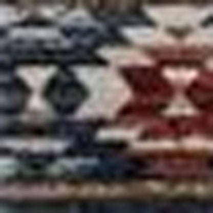5' X 8' Ivory Green And Red Southwestern Area Rug