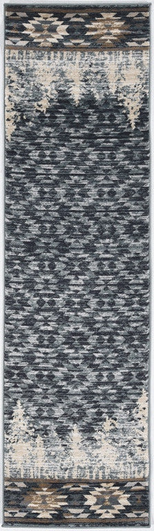 3' X 5' Slate Blue Southwestern Area Rug