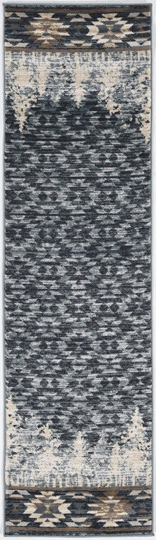 3' X 5' Slate Blue Southwestern Area Rug