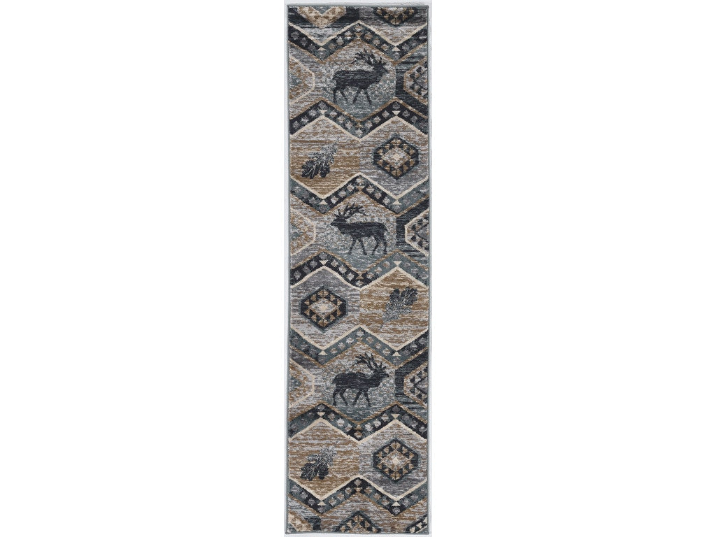 5' X 8' Seafoam Machine Woven Geometric Lodge Indoor Area Rug