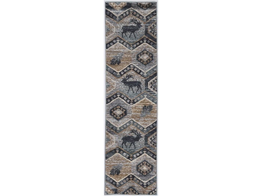 3' X 5' Charcoal Gray And Tan Woodland Lodge Area Rug