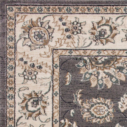 5' X 8' Gray And Ivory Floral Medallion Area Rug