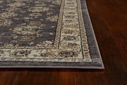 5' X 8' Gray And Ivory Floral Medallion Area Rug