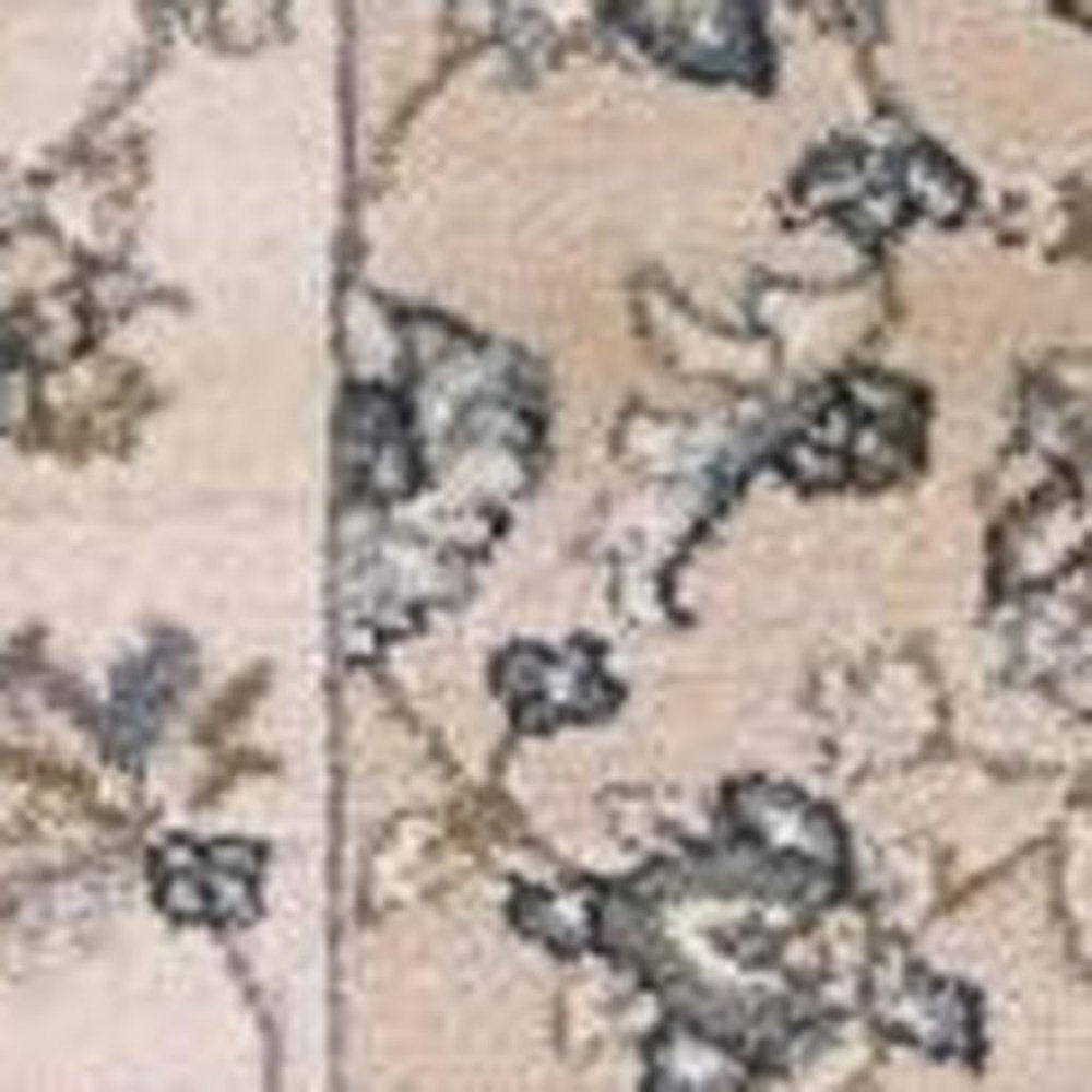 8' Beige And Ivory Floral Medallion Runner Rug
