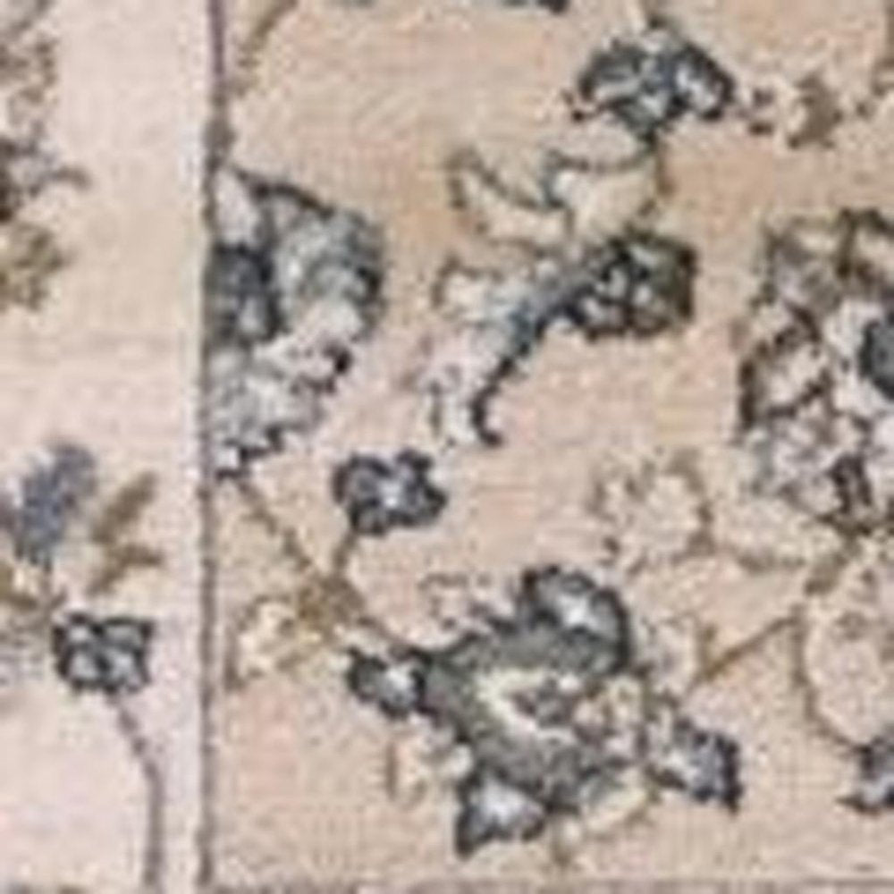 5' X 8' Beige And Ivory Floral Medallion Area Rug