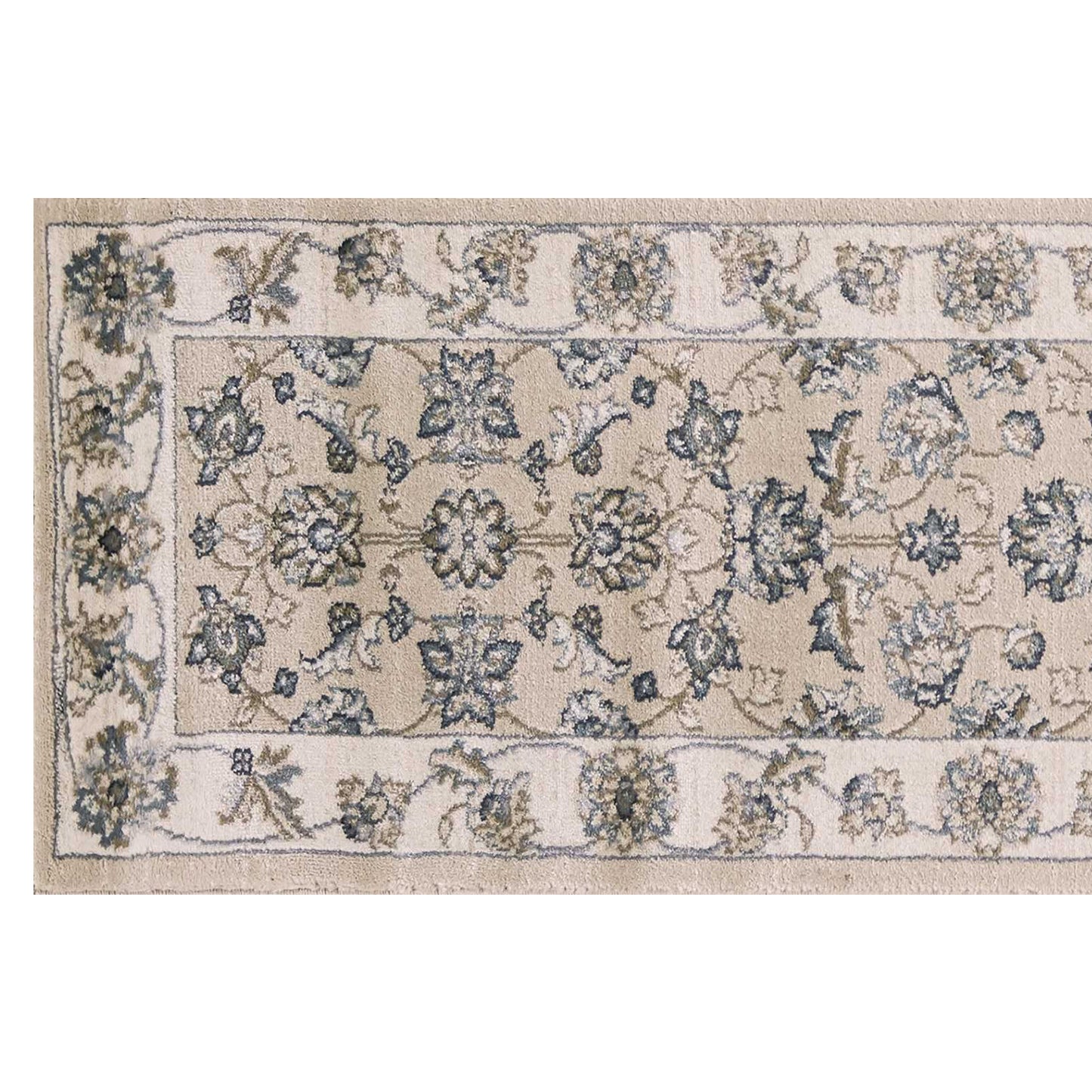 5' X 8' Beige Ivory Bordered Floral Indoor Area Rug