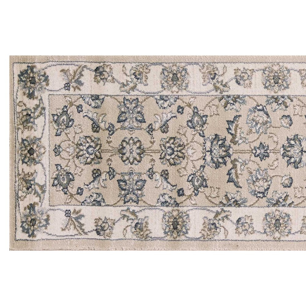 5' X 8' Beige And Ivory Floral Medallion Area Rug