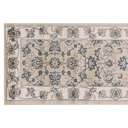 8' Beige And Ivory Floral Medallion Runner Rug