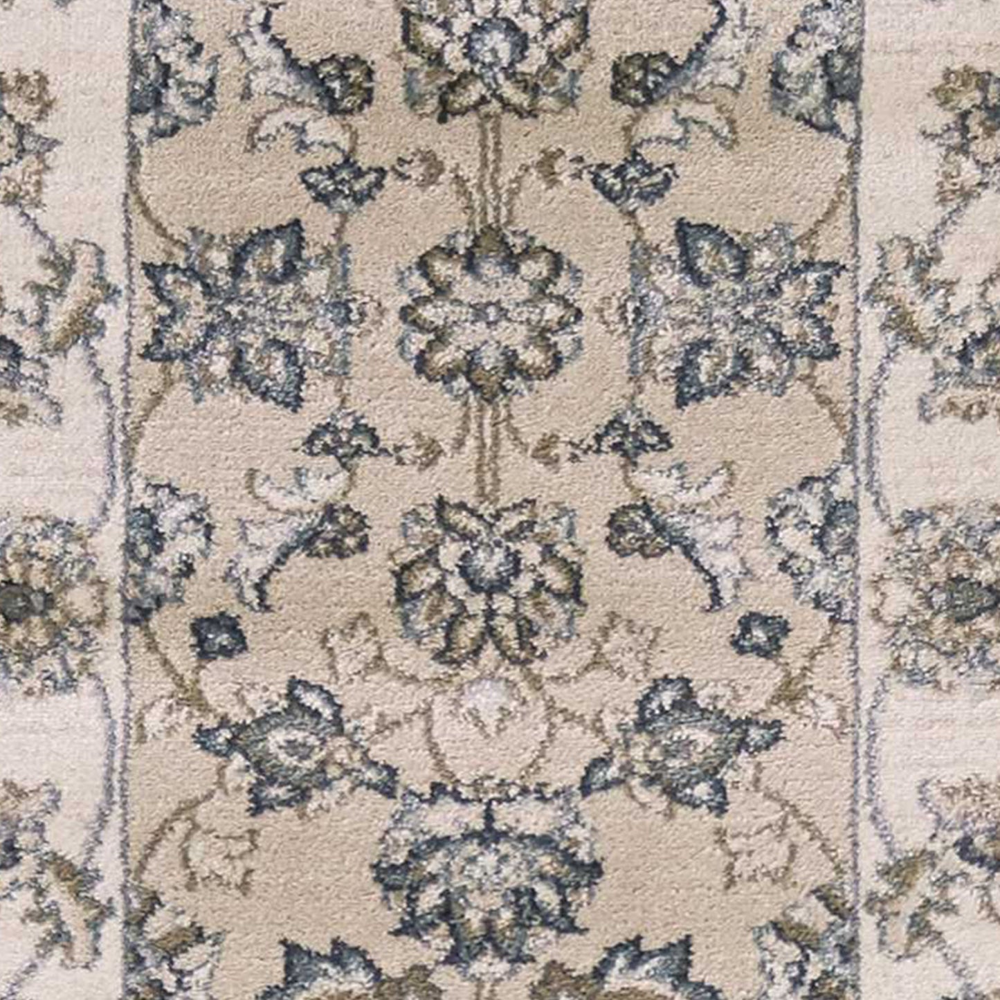 5' X 8' Beige Ivory Bordered Floral Indoor Area Rug