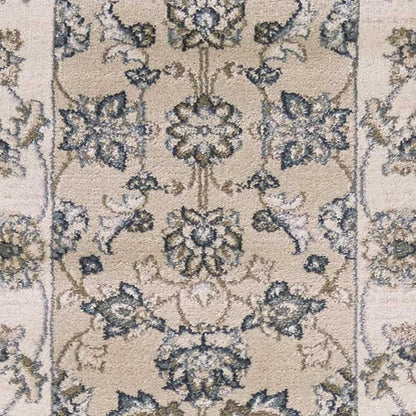 5' X 8' Beige And Ivory Floral Medallion Area Rug