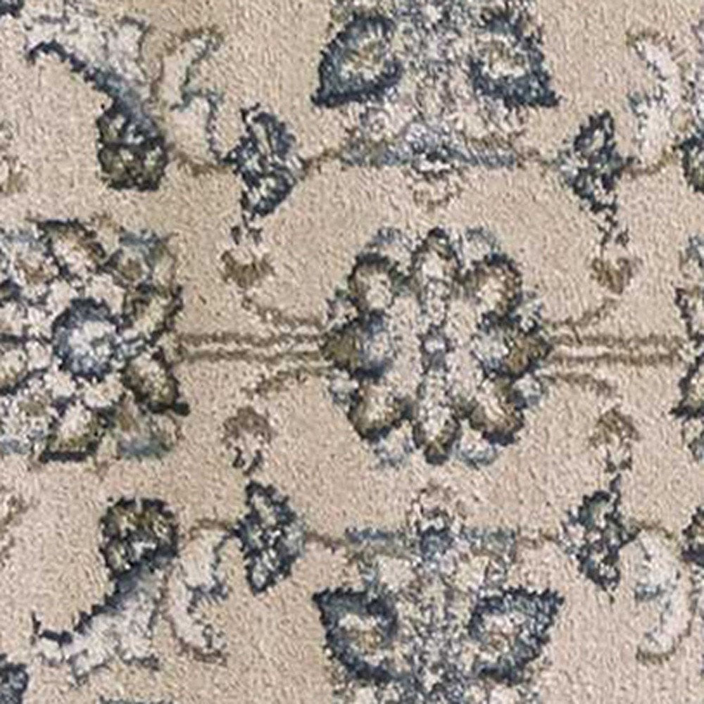 3' X 5' Beige And Ivory Floral Medallion Area Rug
